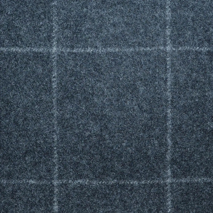 Dark Grey Windowpane Check Super 120's All Wool Flannel Suiting Yorkshire Fabric