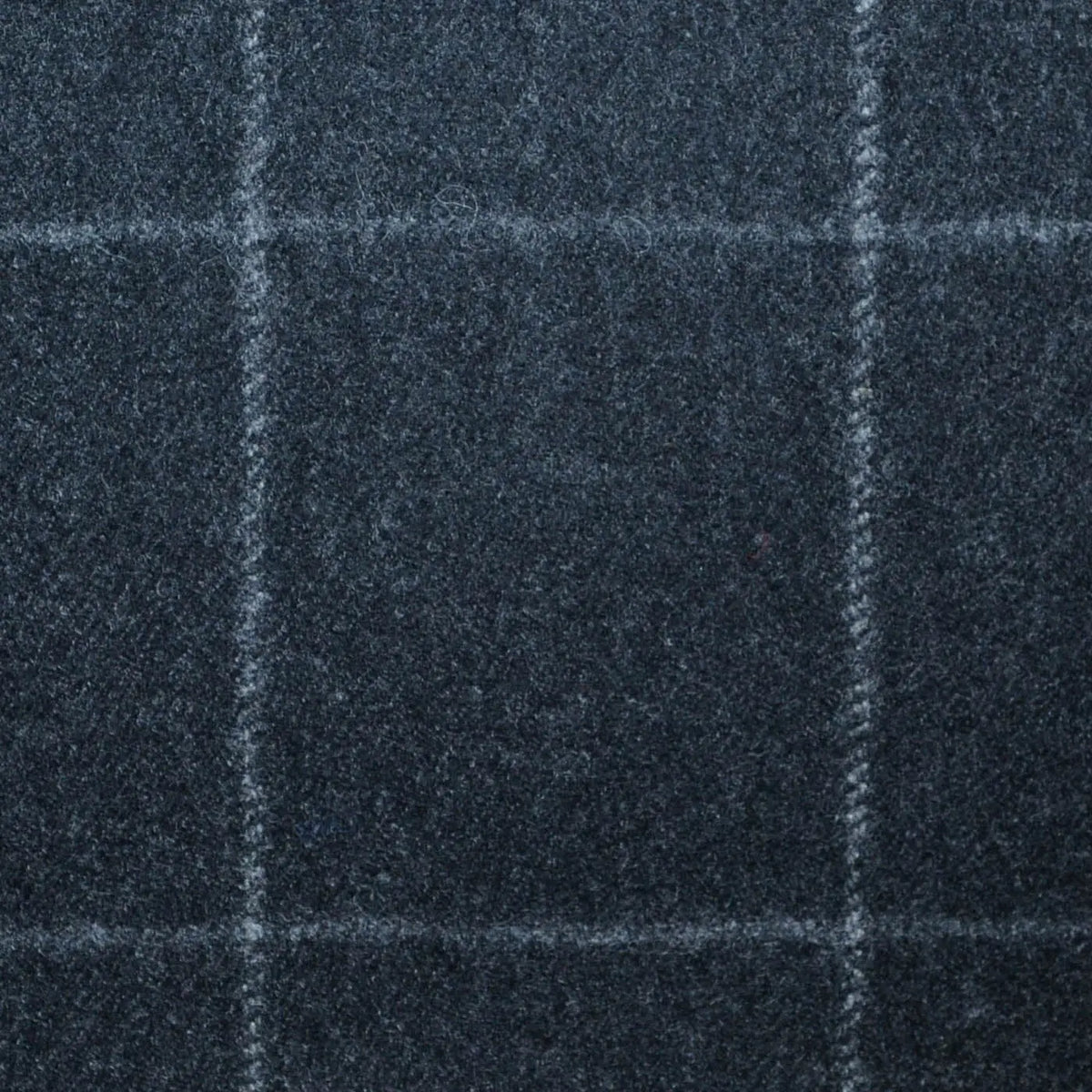 Charcoal Grey Windowpane Check Super 120's All Wool Flannel Suiting Yorkshire Fabric