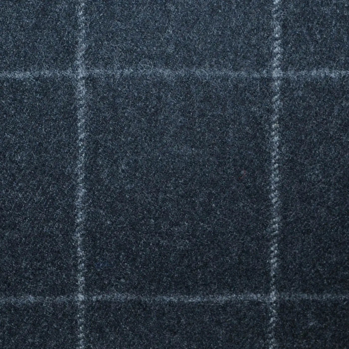 Charcoal Grey Windowpane Check Super 120's All Wool Flannel Suiting Yorkshire Fabric