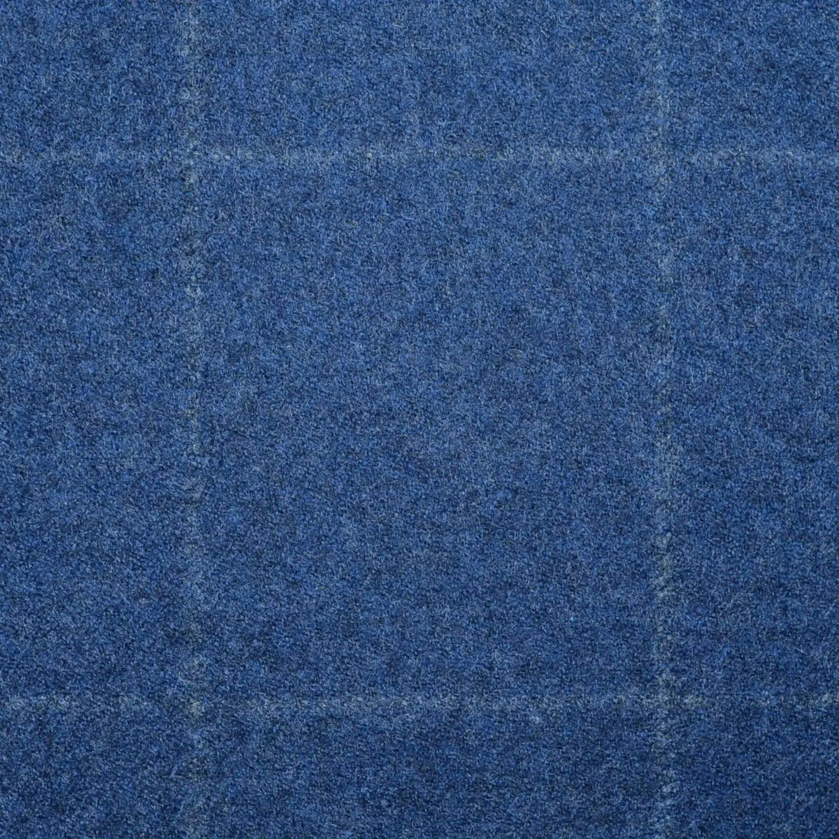 Medium Blue Windowpane Check Super 120's All Wool Flannel Suiting Yorkshire Fabric