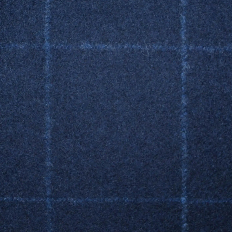 Navy Blue Windowpane Check Super 120's All Wool Flannel Suiting Yorkshire Fabric