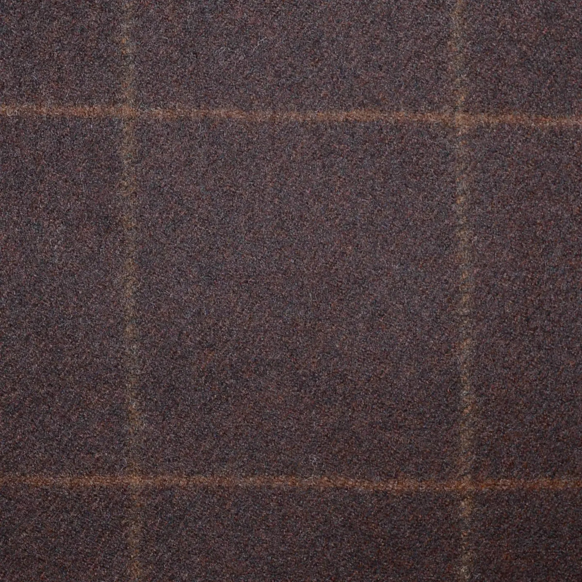 Brown Windowpane Check Super 120's All Wool Flannel Suiting Yorkshire Fabric