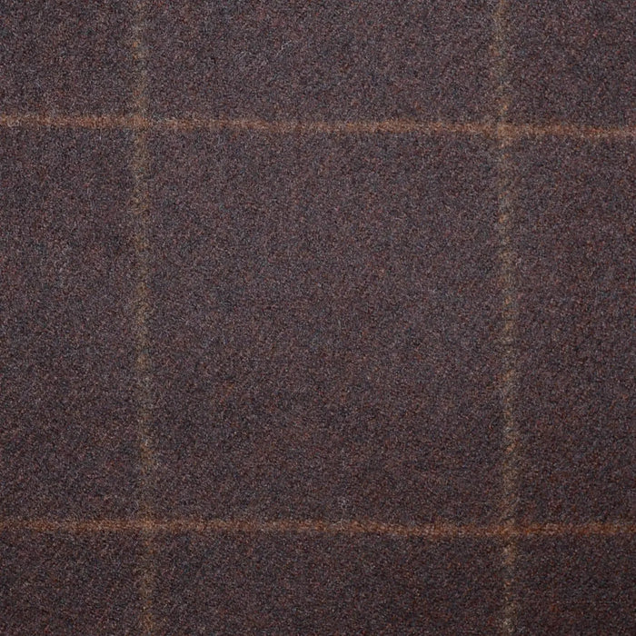 Brown Windowpane Check Super 120's All Wool Flannel Suiting Yorkshire Fabric