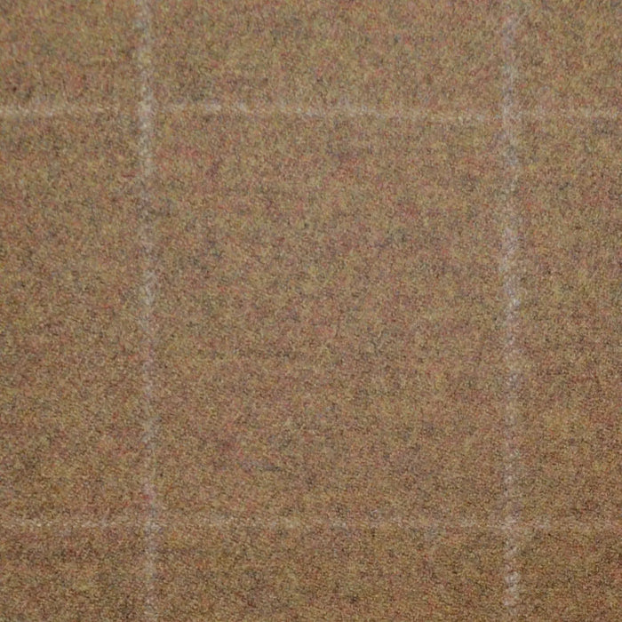 Camel Windowpane Check Super 120's All Wool Flannel Suiting Yorkshire Fabric