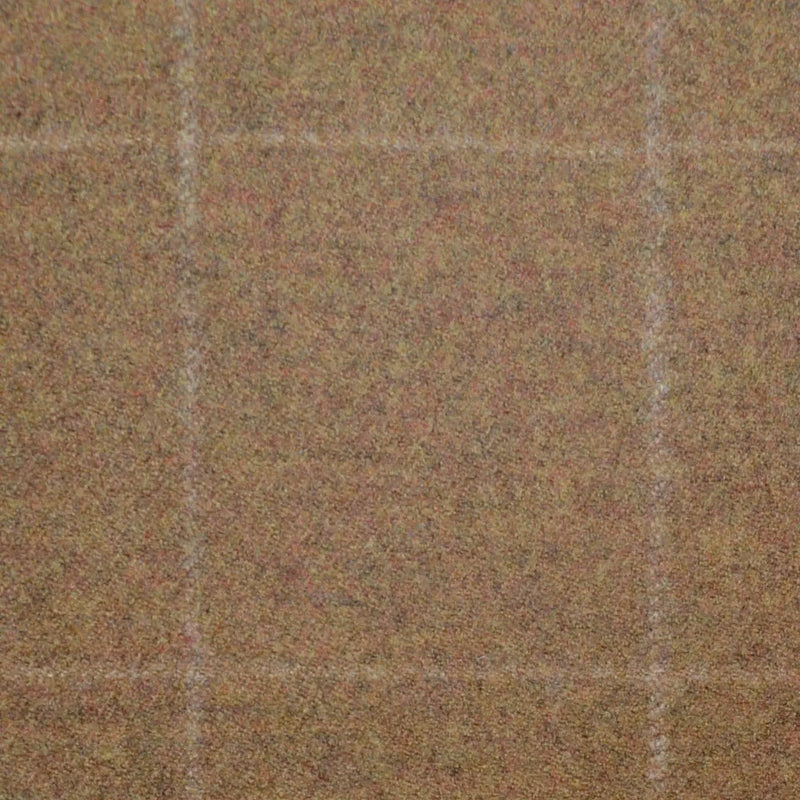 Camel Windowpane Check Super 120's All Wool Flannel Suiting Yorkshire Fabric