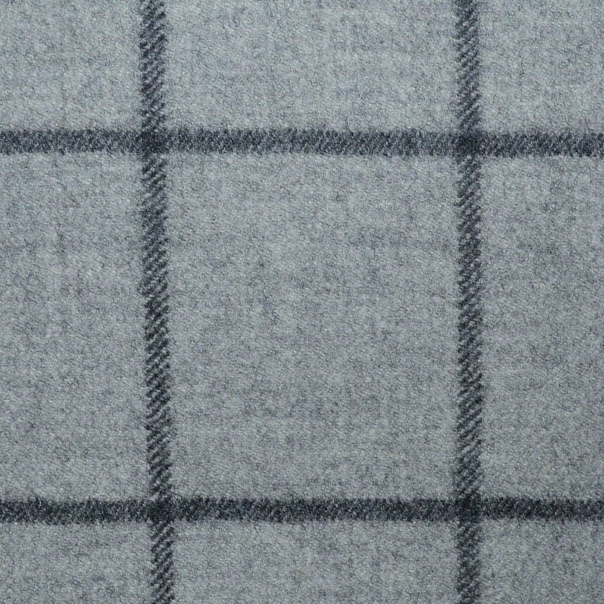 Silver Grey Bold Windowpane Check Super 120's All Wool Flannel Suiting Yorkshire Fabric