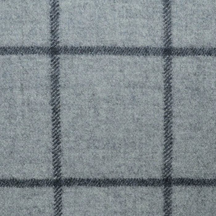 Silver Grey Bold Windowpane Check Super 120's All Wool Flannel Suiting Yorkshire Fabric