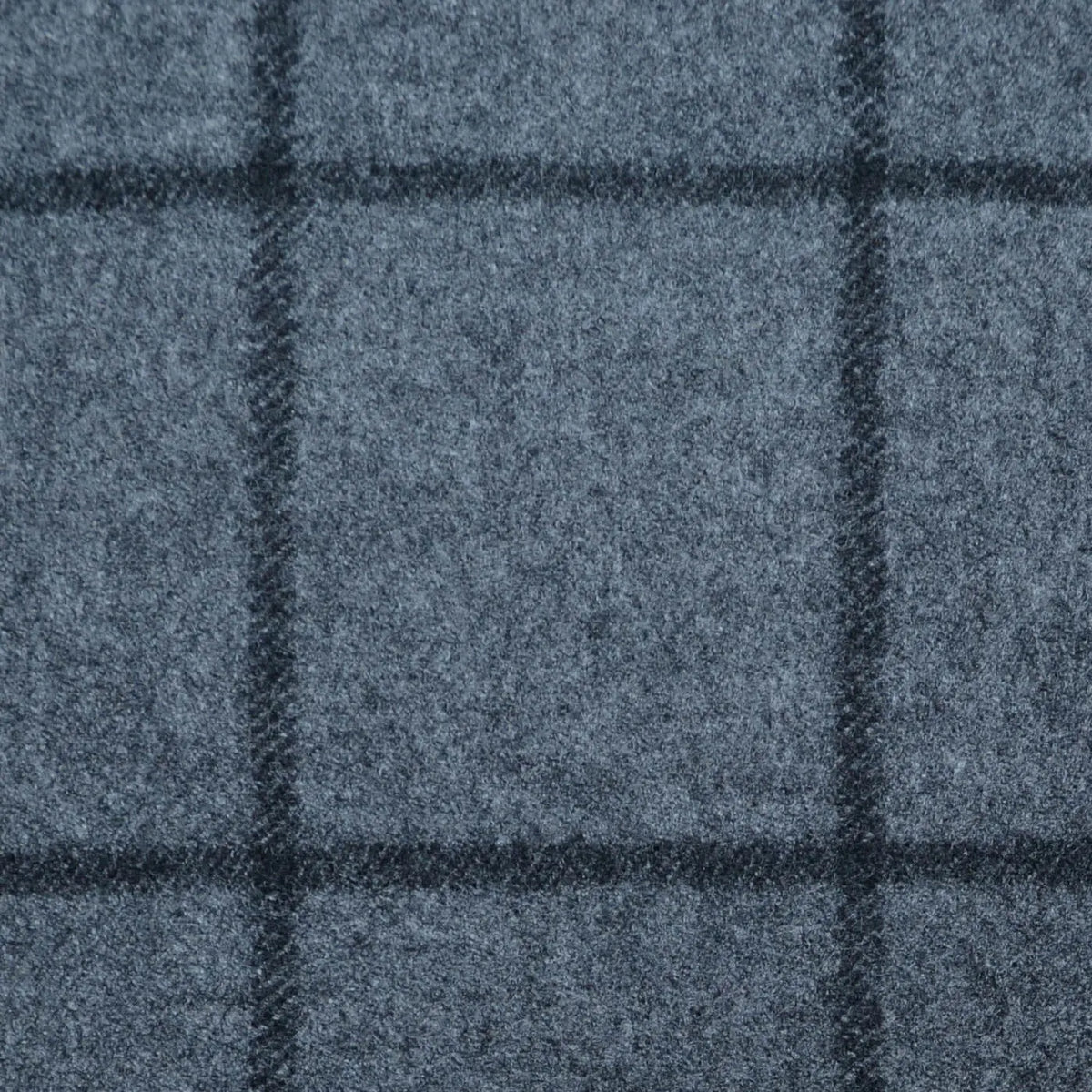 Medium Grey Bold Windowpane Check Super 120's All Wool Flannel Suiting Yorkshire Fabric