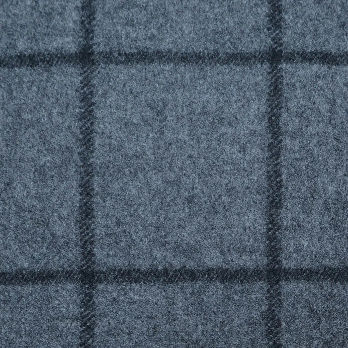 Medium Grey Bold Windowpane Check Super 120's All Wool Flannel Suiting Yorkshire Fabric