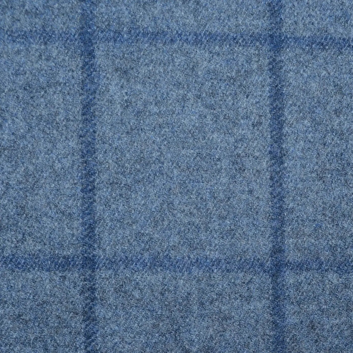Pale Blue Bold Windowpane Check Super 120's All Wool Flannel Suiting