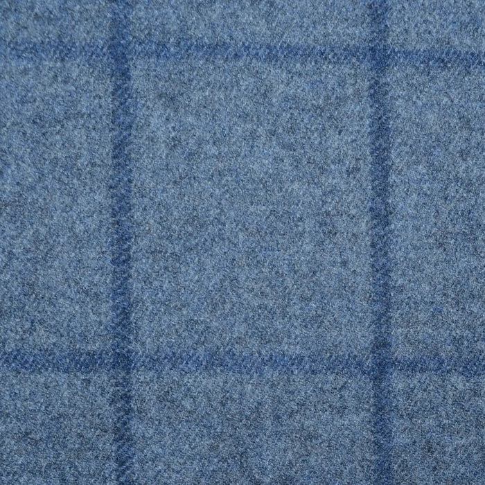 Pale Blue Bold Windowpane Check Super 120's All Wool Flannel Suiting