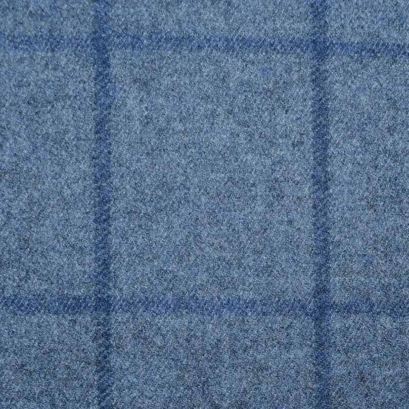 Pale Blue Bold Windowpane Check Super 120's All Wool Flannel Suiting