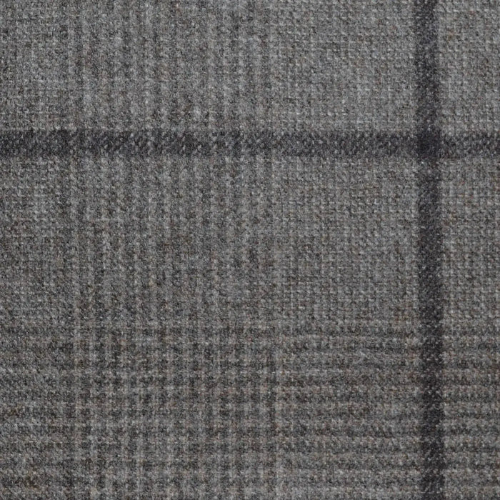 Beige Brown Glen Check with Tonal Windowpane Check Super 120's All Wool Flannel Suiting
