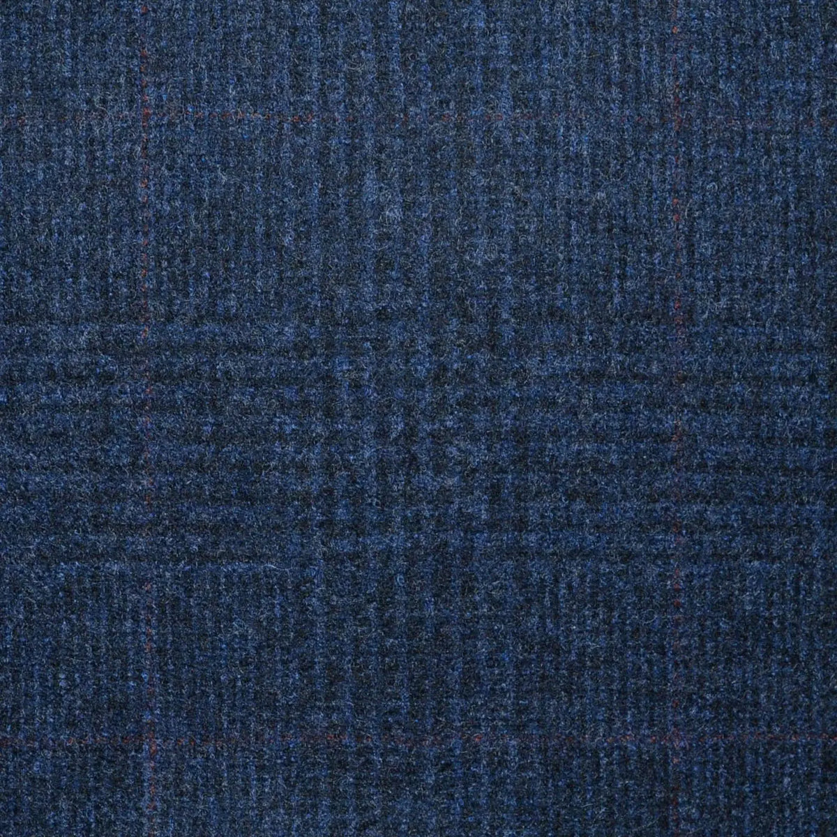 Navy Blue Glen with Red Windowpane Check Super 120's All Wool Flannel Suiting