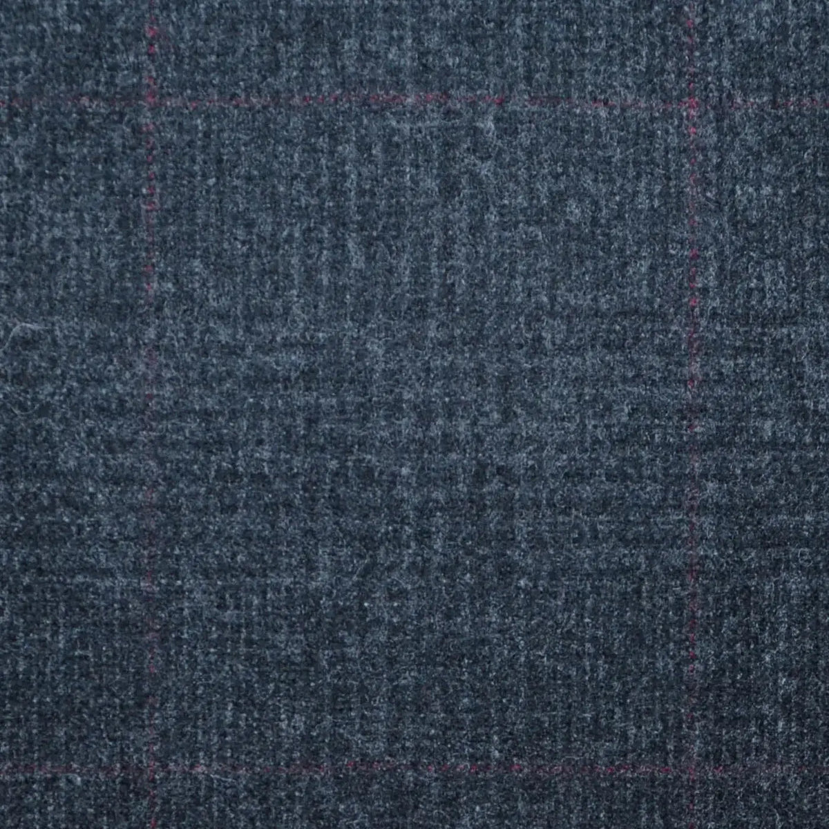 Charcoal Grey Glen Check with Red Windowpane Check Super 120's All Wool Flannel Suiting