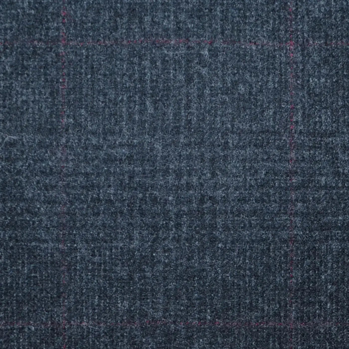 Charcoal Grey Glen Check with Red Windowpane Check Super 120's All Wool Flannel Suiting