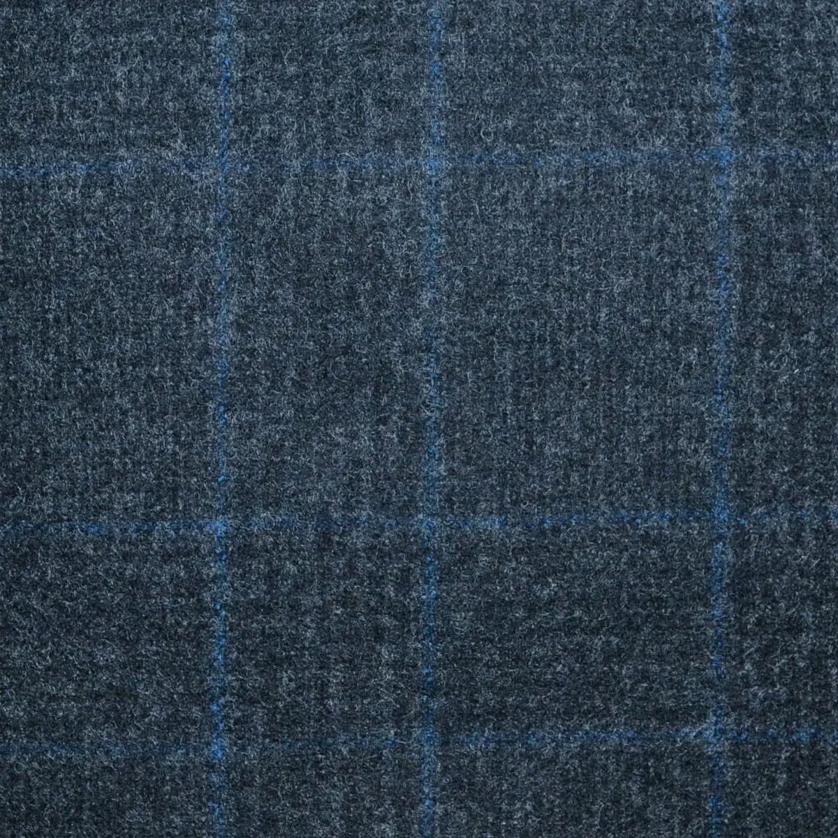 Charcoal Grey Glen Check with Blue Windowpane Check Super 120's All Wool Flannel Suiting