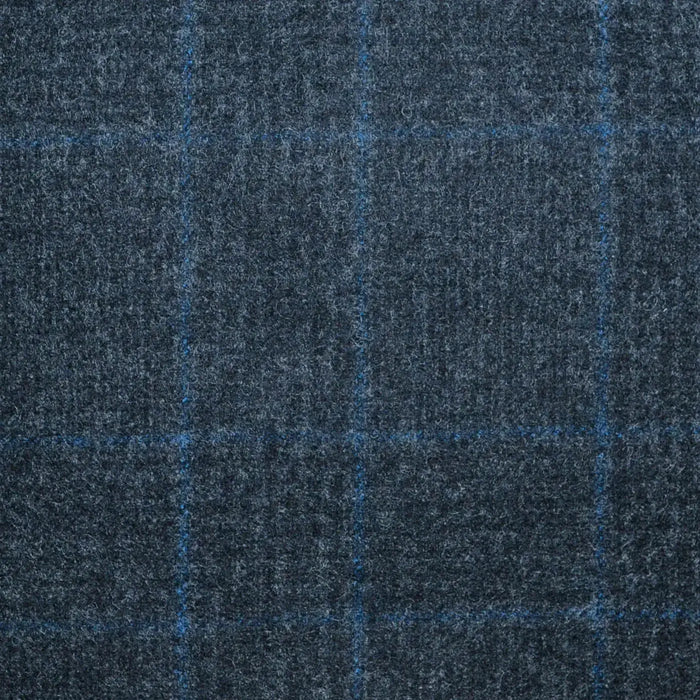 Charcoal Grey Glen Check with Blue Windowpane Check Super 120's All Wool Flannel Suiting
