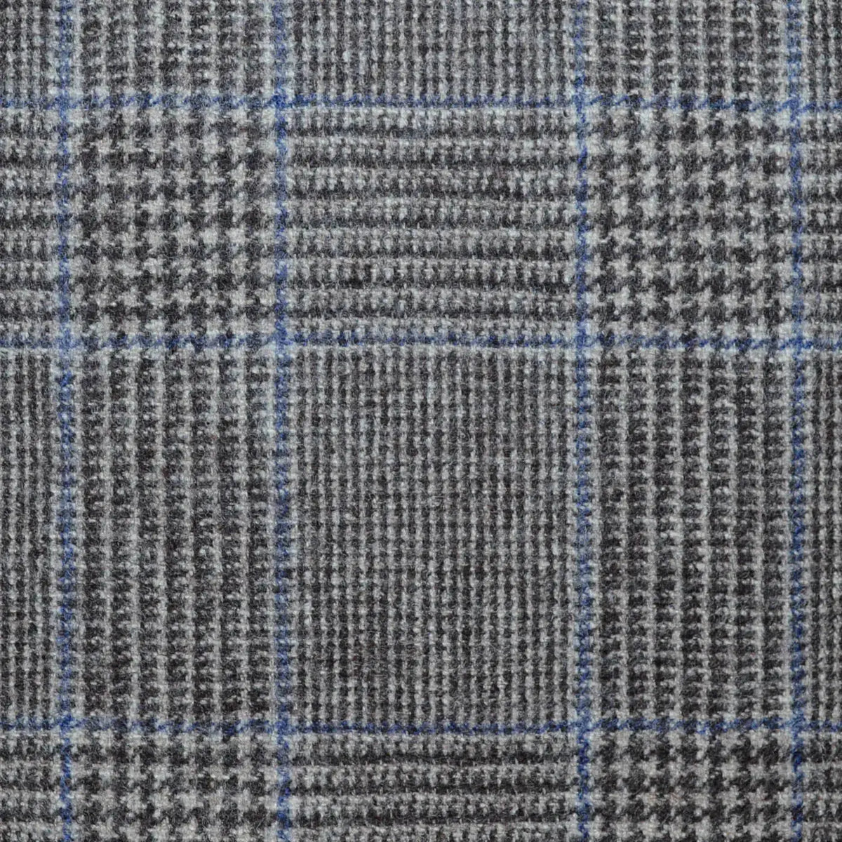 Beige and Brown Glen Check with Blue Windowpane Check Super 120's All Wool Flannel Suiting