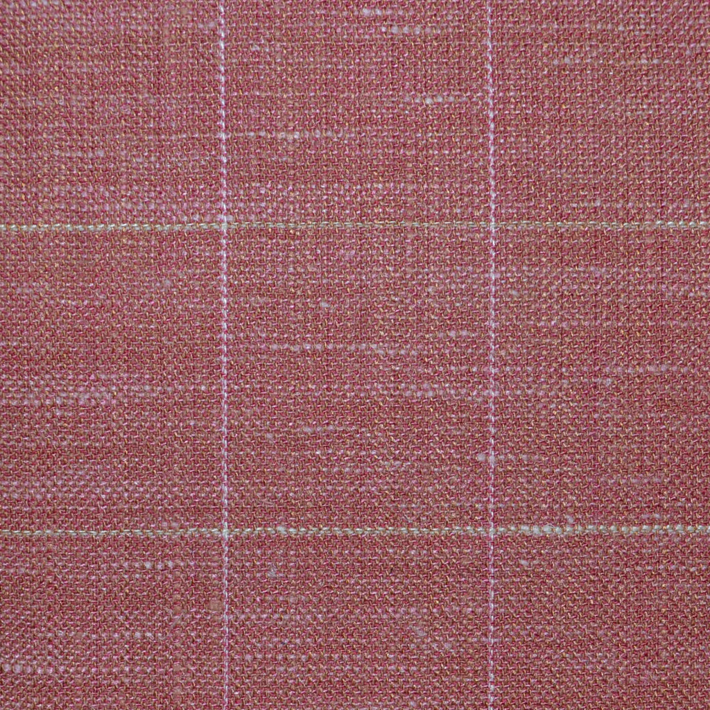 Salmon Pink Windowpane Check Wool, Silk & Linen Jacketing Yorkshire Fabric