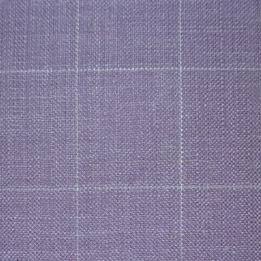 Lilac Windowpane Check Wool, Silk & Linen Jacketing Yorkshire Fabric