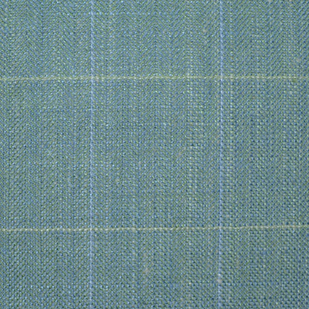 Lovat Green Herringbone with Windowpane Wool, Silk & Linen Jacketing Yorkshire Fabric