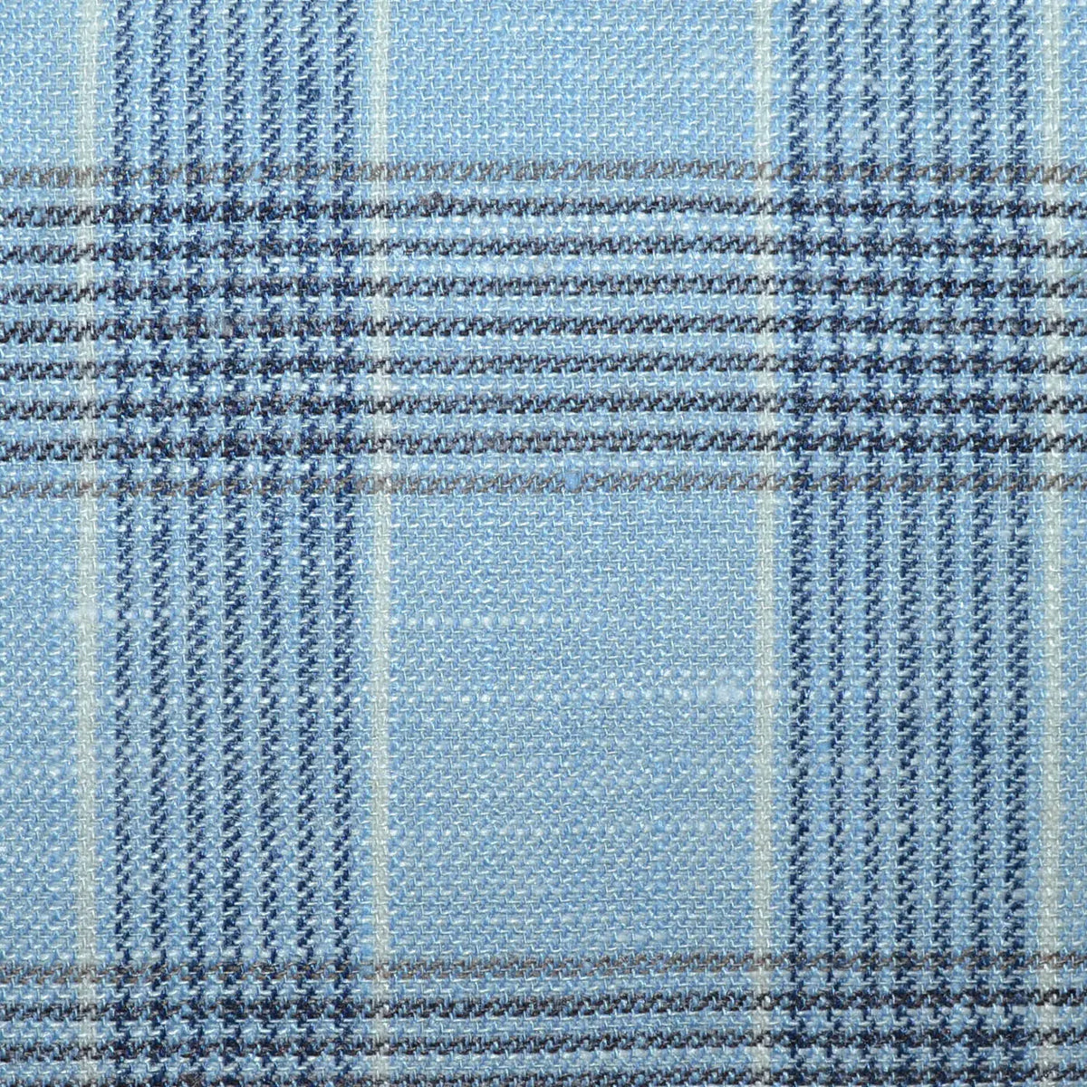 Pale Blue Plaid Wool, Silk & Linen Jacketing Yorkshire Fabric