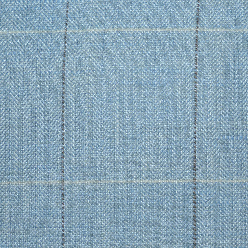Pale Blue Herringbone with Windowpane Wool, Silk & Linen Jacketing Yorkshire Fabric