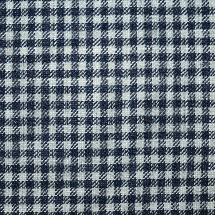 Ecru and Midnight Shepard Check Wool, Silk & Linen Jacketing Yorkshire Fabric