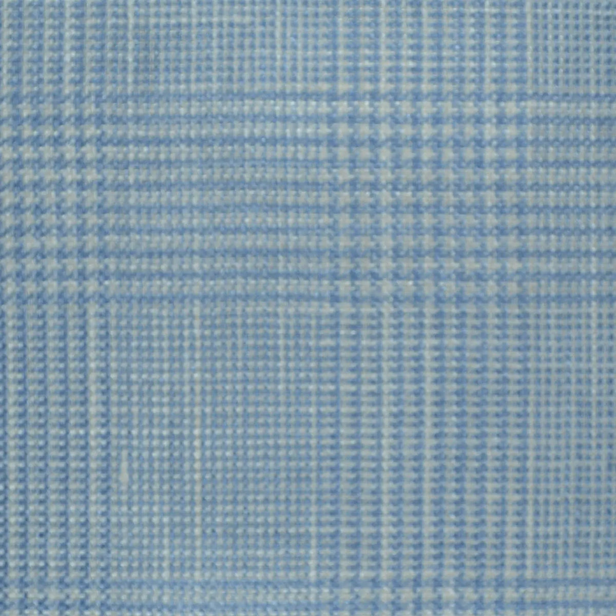 Pale Blue Glen Check Wool, Silk & Linen Jacketing Yorkshire Fabric