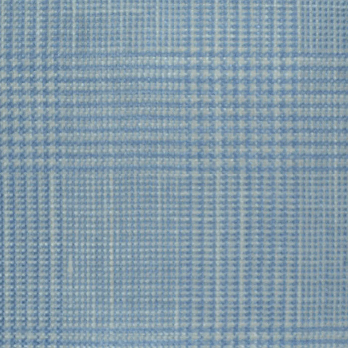 Pale Blue Glen Check Wool, Silk & Linen Jacketing Yorkshire Fabric