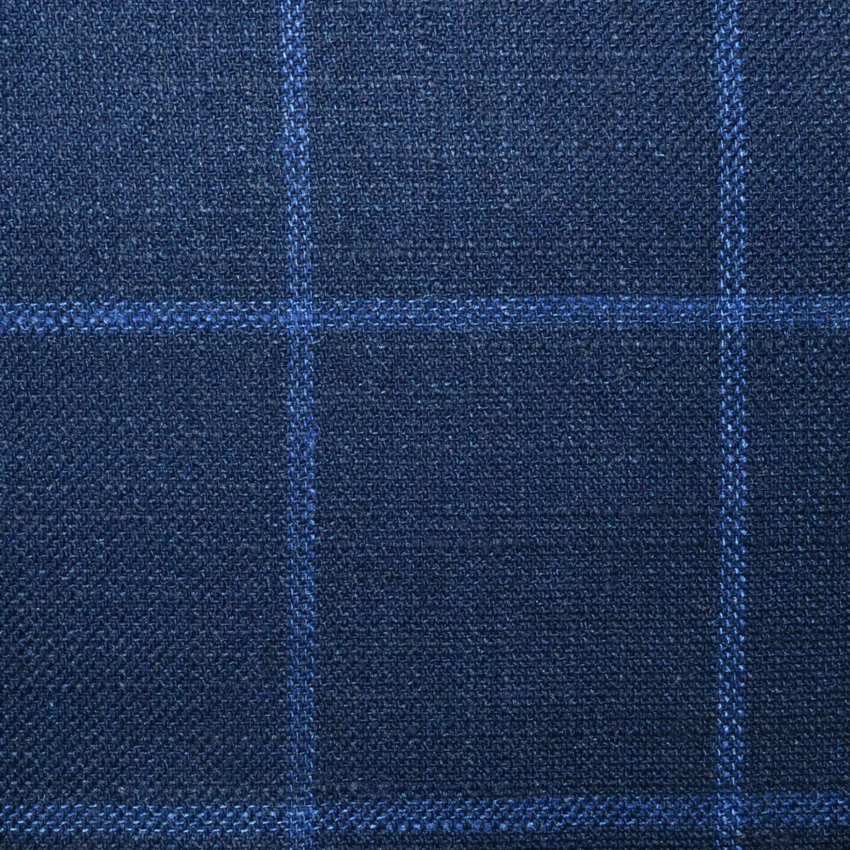 Navy Bold Windowpane Check Wool, Silk & Linen Jacketing Yorkshire Fabric