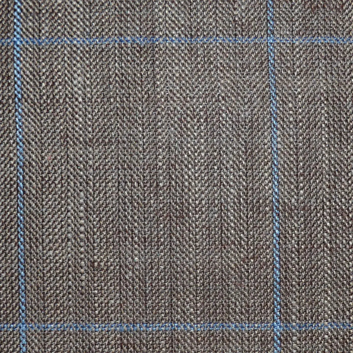 Camel Windowpane Herringbone Wool, Silk & Linen Jacketing Yorkshire Fabric