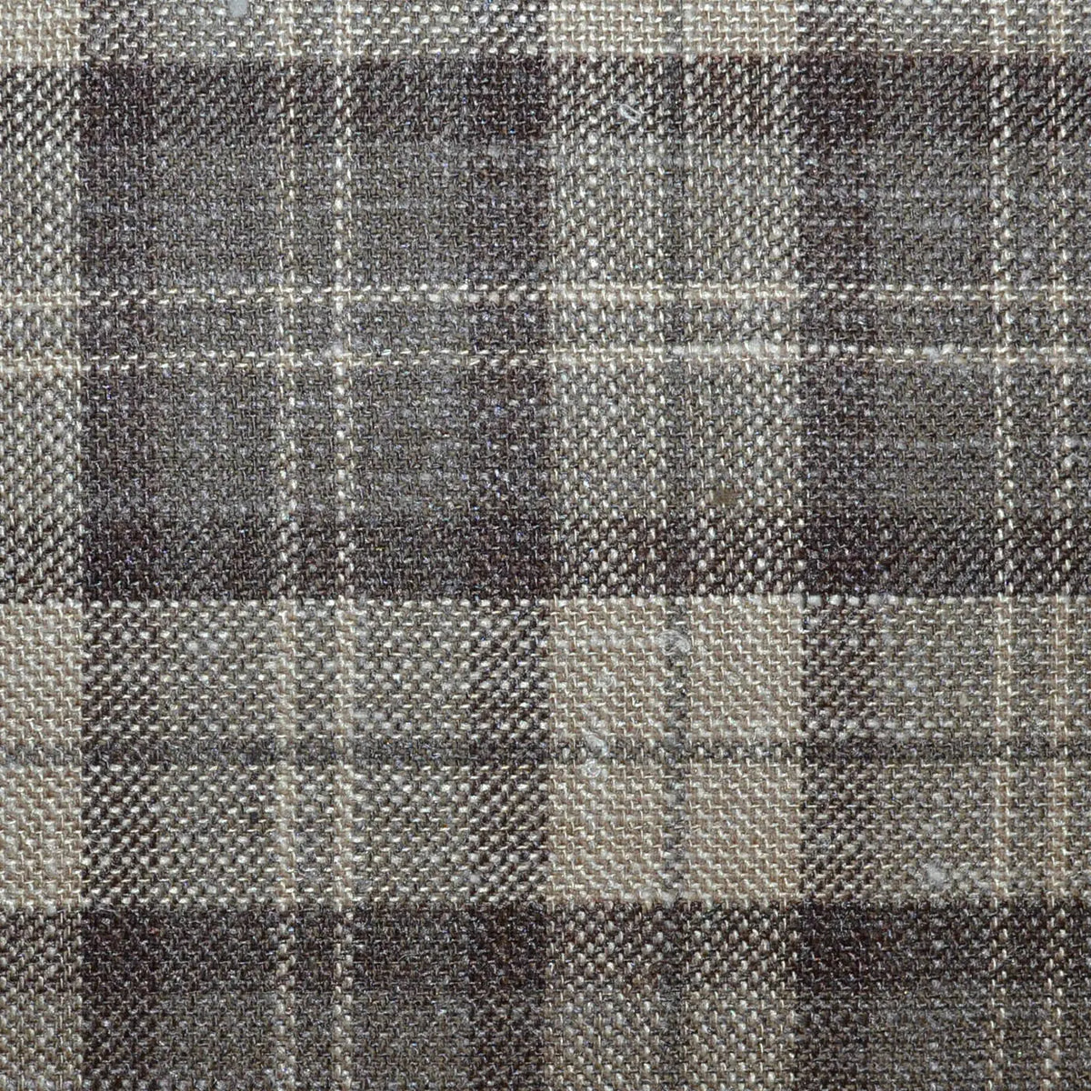 Camel and Brown Plaid Check Wool, Silk & Linen Jacketing Yorkshire Fabric