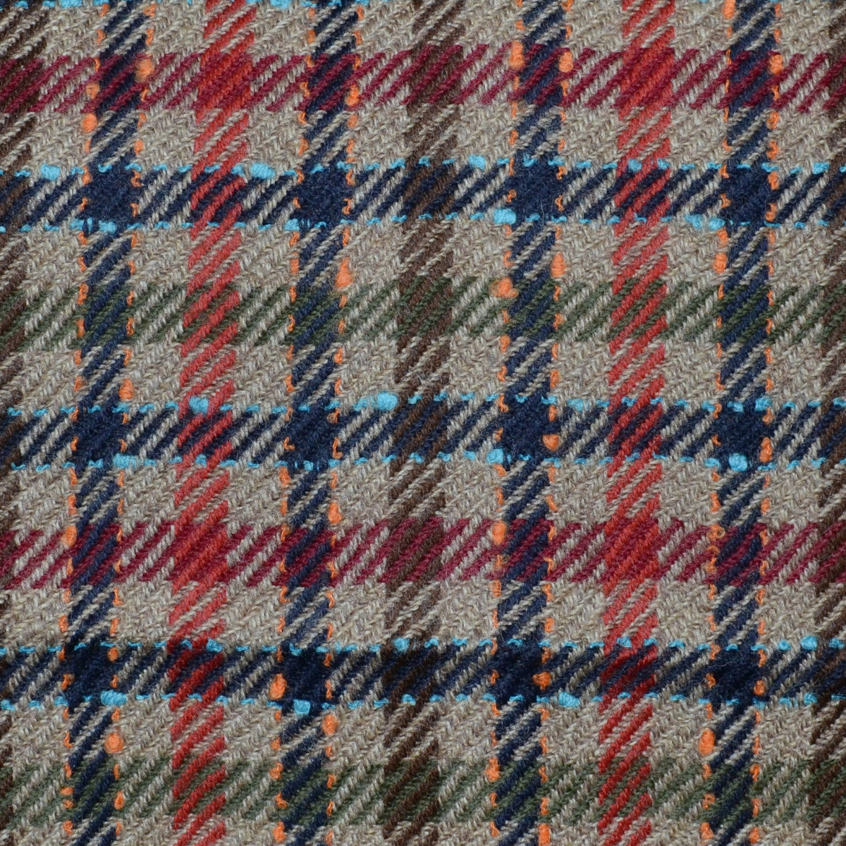 Beige with Multi Colour Box Check Shetland Tweed - 90cms