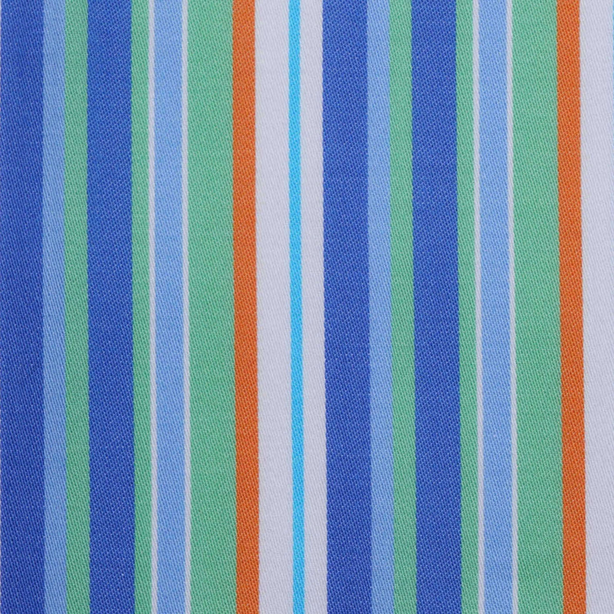 Blue, Light Blue, Green, White and Orange Multi Stripe Cotton Shirting