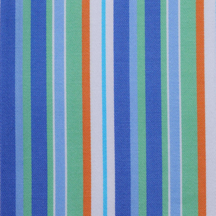 Blue, Light Blue, Green, White and Orange Multi Stripe Cotton Shirting