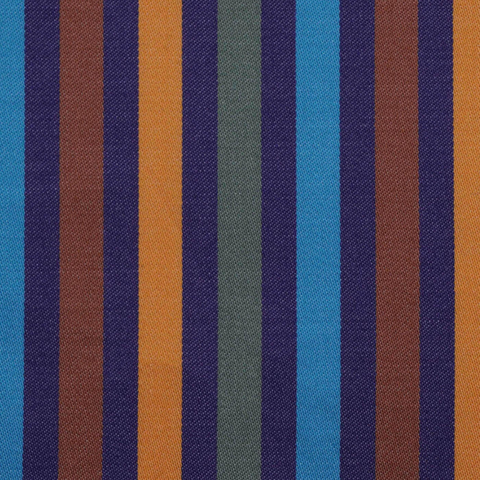 Blue, Navy, Brown, Amber and Green Multi Stripe Cotton Shirting
