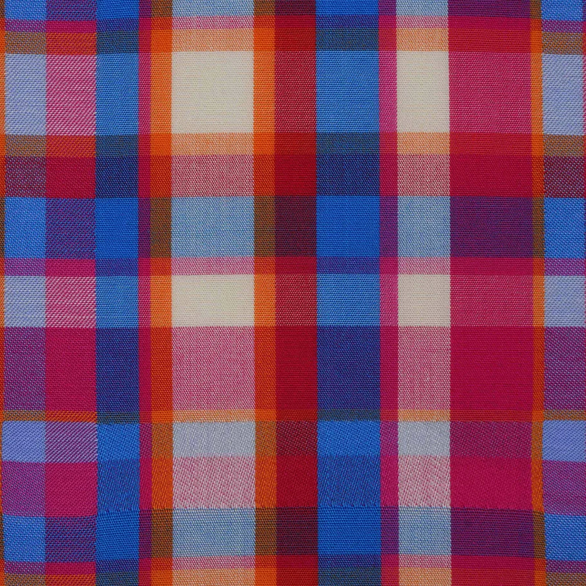 Blue, Pink, Red & Orange Multi Check Cotton Shirting

