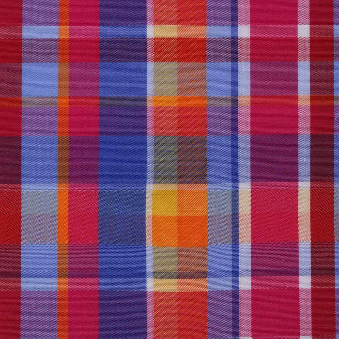 Blue, Red & Orange Multi Check Cotton Shirting
