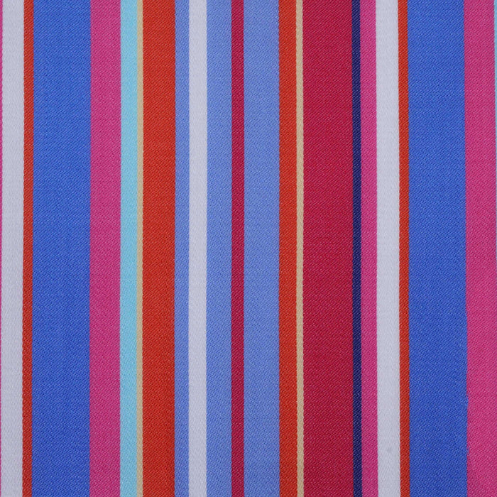 Blue, Red, Orange and White Multi Stripe Cotton Shirting
