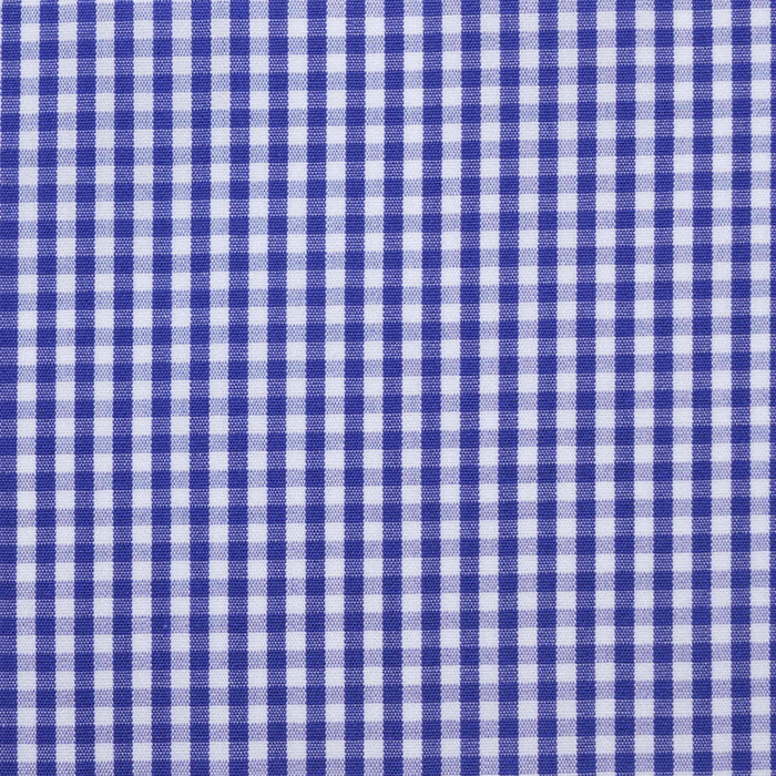Blue & White Gingham Check Cotton Shirting