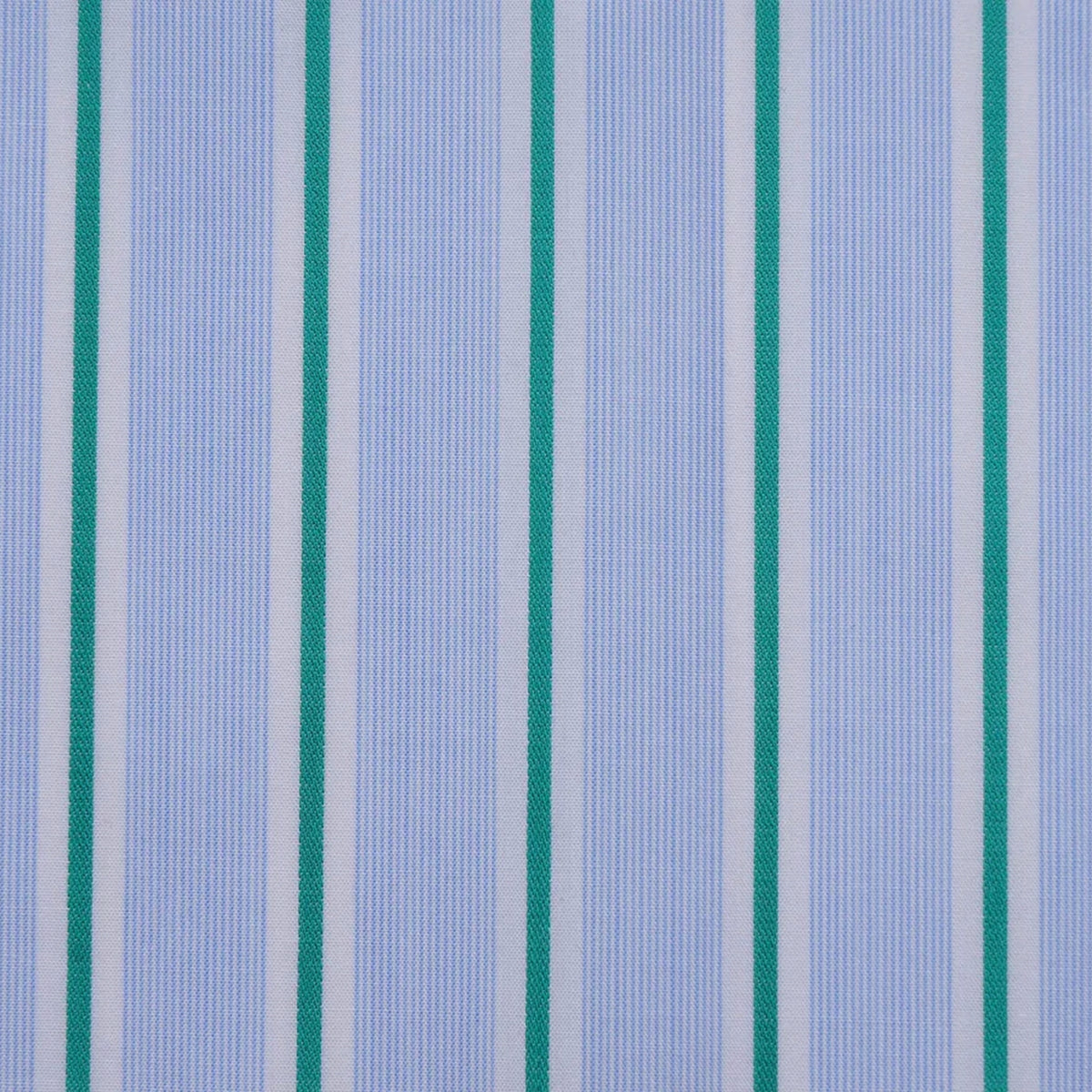 Blue with Green & White Stripe Cotton Shirting