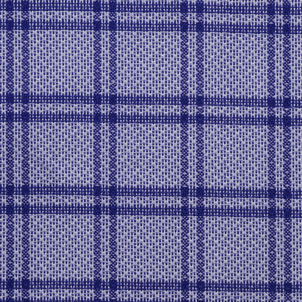 Blue with Navy Blue Twin Window Pane Check Cotton Shirting – Yorkshire ...