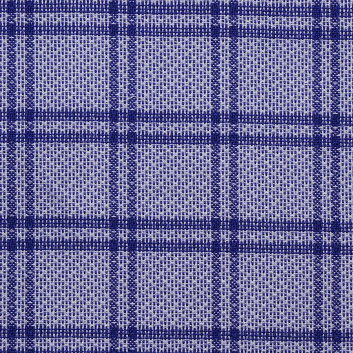 Blue with Navy Blue Twin Window Pane Check Cotton Shirting