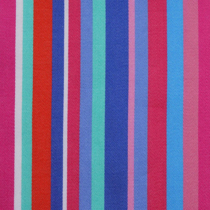 Blue with Pink, Green & Orange Multi Stripe Cotton Shirting