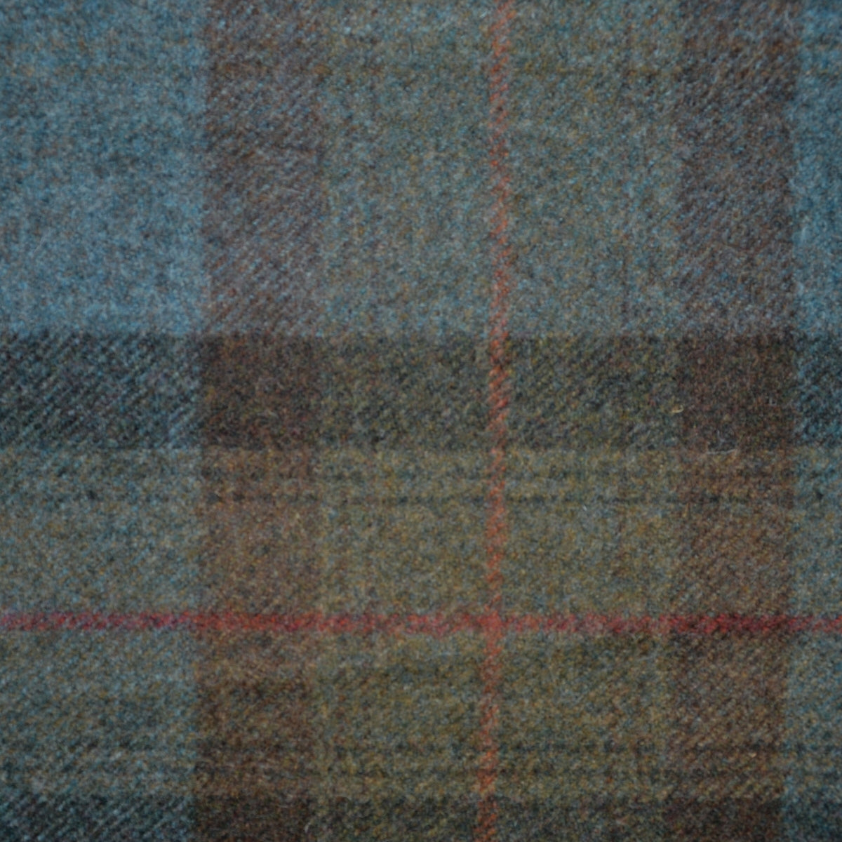 Blue with Blue, Brown & Pink Plaid Check Coating - 75cms
