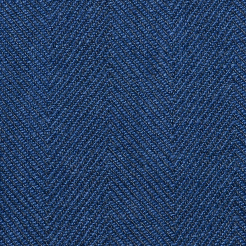 Bright Blue Soft Washed Herringbone Linen - 45 cms
