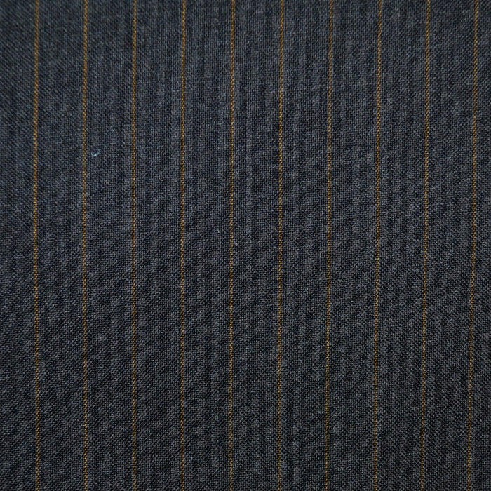 Dark Grey with Brown Stripe Super 110's Wool Suiting - 3.50 Metres