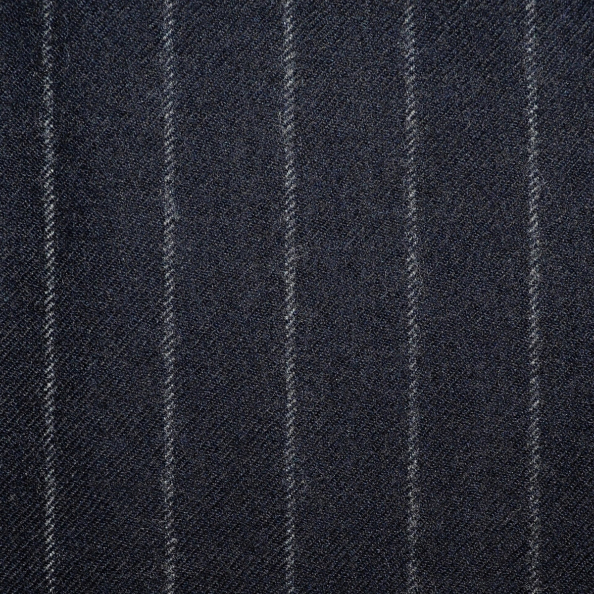 Black Wide Chalk Stripe Super 100's All Wool Flannel Suiting - 3.50 Metres